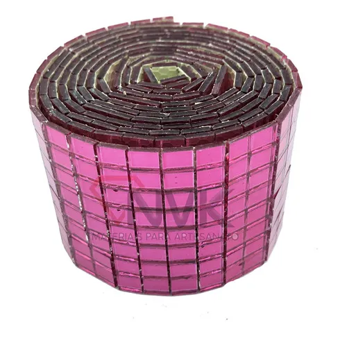 Fita Rolo Espelho 5mmx5mm Pink Artesanato - 5 Metros Foto 1