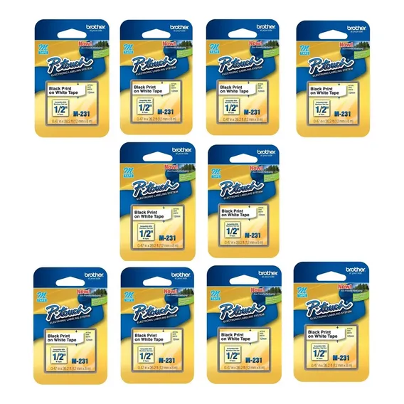 Fita Rotulador Brother Mk-231 M-k231 Mk231 M231 M-231 Kit 10 Cor Branca ( 10 Fitas ) Foto 1