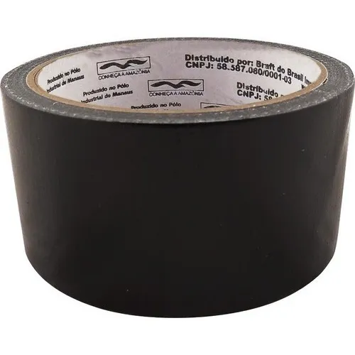 Fita Silver Tape Brasfort 48mm 10 Metros Preto 7647 Liso Foto 1