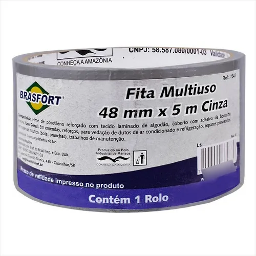 Fita Silver Tape Cinza 48mm X 5m Brasfort Foto 1