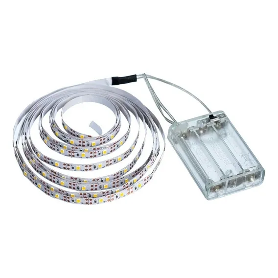 Fita Super Led 2m Metros Branco Quente Ou Frio Sem Fio Pilha Luz Branco-quente 3 Pilhas Aa Foto 1