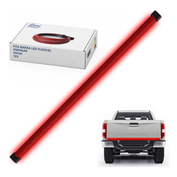 Fita Super Led Veicular 12v Cor Da Luz Vermelho 100cm Dlr Alto Brilho Lumi Iluminação Super Led 5804 Foto 1