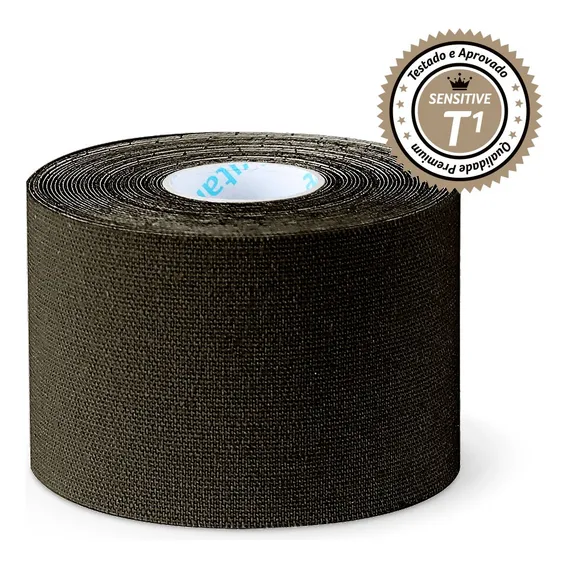 Fita tape adesiva fisioterapia bandagem cor preto kinesio Fisiovital Foto 1