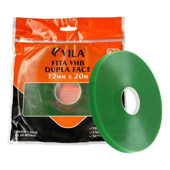Fita Vhb Dupla Face 12mm Rolo C/ 20m Transparente Fixa Forte Foto 1
