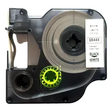 Fita Vinil D1 18444 Compativel P/ Rotulador Dymo 12mm Branca Cor Letra Preta / Fita Branca Foto  mini 1