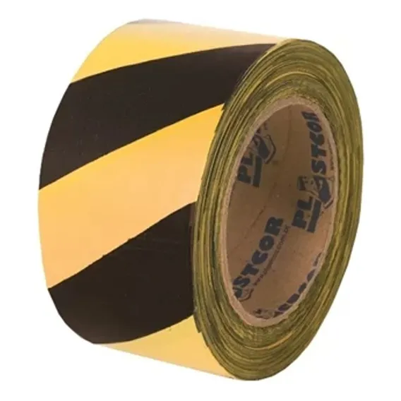 Fita Zebrada Plastcor Preto E Amarelo - 200 Metros Foto 1