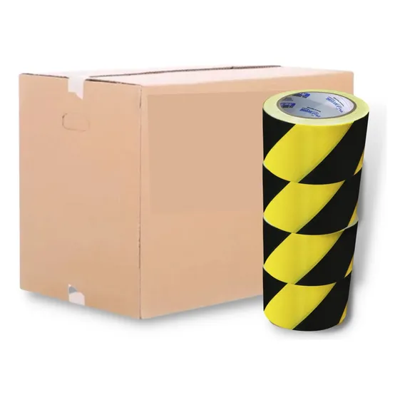 Fita Zebrada Preta/amarela 7cm X 200mt Plastcor Caixa C/40 Foto 1