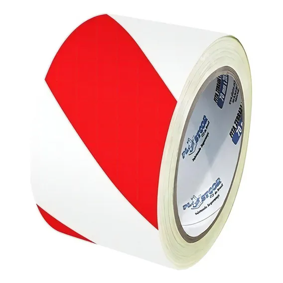Fita Zebrada Sem Adesivo Vermelha E Branca 70mm X 200m Cor Vermelho Listrado Foto 1
