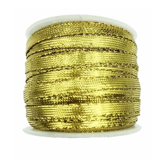 Fitilho Dourado Plano 6mm 50 Metros Fita Dourada Renda Foto 1