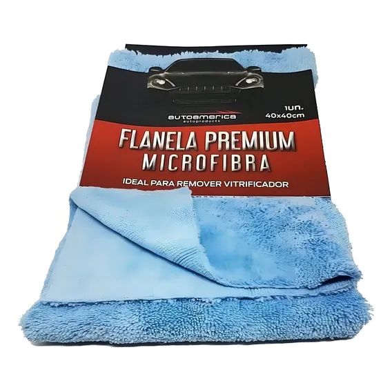 Flanela Premium De Microfibra Azul 40x40cm Autoamerica Foto 1