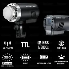 Flash Compacto Com Bateria Godox Ad300pro E Rádio Flash Ct16 Foto mini  3