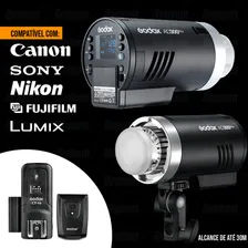 Flash Compacto Com Bateria Godox Ad300pro E Rádio Flash Ct16 Foto mini  2