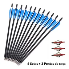 Flecha Seta Para Besta Balestra Carbono + 3 Pontas Caça Foto  mini 1