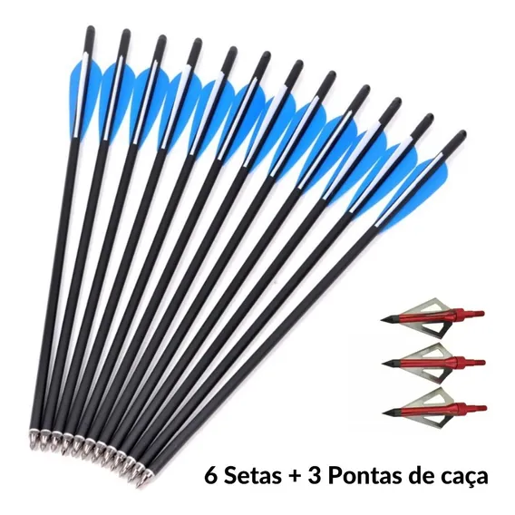 Flecha Seta Para Besta Balestra Carbono + 3 Pontas Caça Foto 1