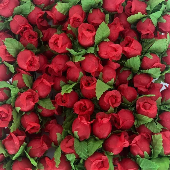 Flor De Cetim Mini Rosas Vermelha 144 Flores Artificiais Cor Vermelho Foto 1