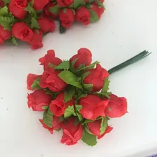 Flor De Cetim Mini Rosas Vermelha 144 Flores Artificiais Cor Vermelho Foto mini 2