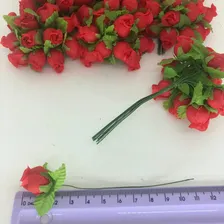 Flor De Cetim Mini Rosas Vermelha 144 Flores Artificiais Cor Vermelho Foto mini 4