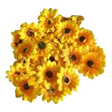 Flor De Girassol Artificial Pacote C/ 50 Unidades Flores 7cm Cor Amarelo Foto mini 1