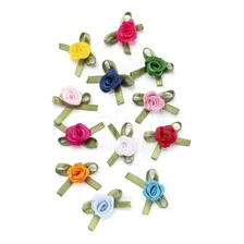 Flor De Tecido Rosa Laço&cia Rococo C/ Laço 10mm 1005 Mix - Kit Com 12 Unidades Foto  mini 1