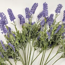 Flor Lavanda Lilás 46x10cm Buquê Planta Artificial Kit 3pc Foto mini  3
