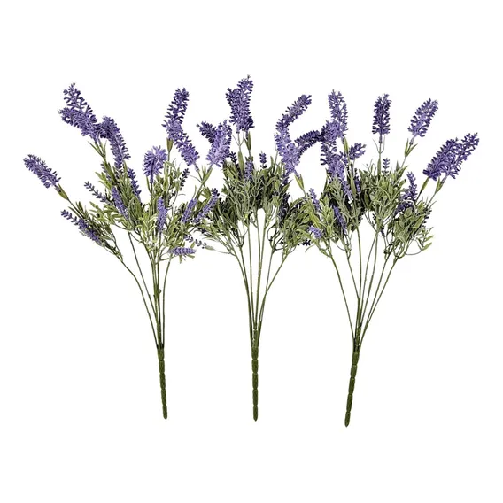 Flor Lavanda Lilás 46x10cm Buquê Planta Artificial Kit 3pc Foto 1