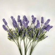Flor Lavanda Lilás 46x10cm Buquê Planta Artificial Kit 3pc Foto mini  2