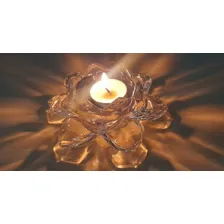 Flor Lótus Castiçal Vidro Presente Romantico Porta Vela Cor Branco Foto mini  3