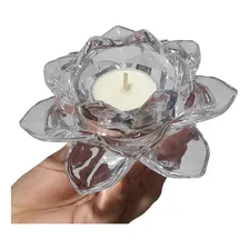 Flor Lótus Castiçal Vidro Presente Romantico Porta Vela Cor Branco Foto  mini 1