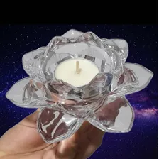 Flor Lótus Castiçal Vidro Presente Romantico Porta Vela Cor Branco Foto mini  2