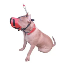 Focinheira Seguranca Caes Couro Coleira Spike Pitbull Doberman Cor Vermelho Foto mini 1