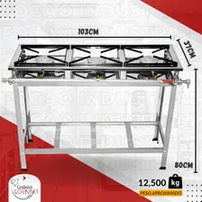 Fogao 3 Bocas Caulim Industrial Fogão Industrial Inox Cozinha Gourmet Cor Prateado Foto mini 4