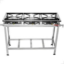 Fogao 3 Bocas Caulim Industrial Fogão Industrial Inox Cozinha Gourmet Cor Prateado Foto mini 1