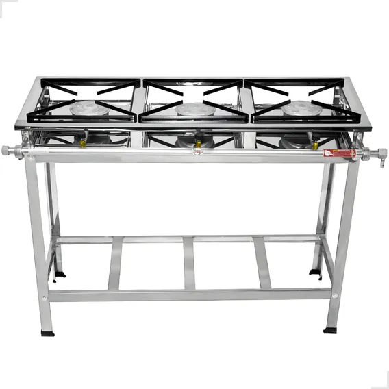 Fogao 3 Bocas Caulim Industrial Fogão Industrial Inox Cozinha Gourmet Cor Prateado Foto 1