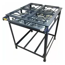 Fogão 4 Bocas Industrial Alta Pressão Gás Econômico Engarrafado (botijão) Com Grade 30x30 Perfil 5 Fogo Forte Foto  mini 1