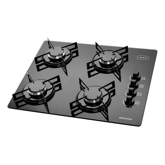 Fogão cooktop com alimentação gás - Realce 4 bocas cor preto - 4 queimadores Foto 1