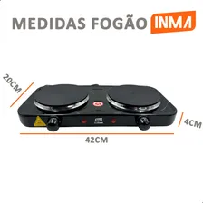 Fogão Cooktop Elétrico 2 Bocas 2000w Portátil Elétrico Mesa Fogareiro Chapa Inma 127v Mesa Camping Automático Viagens Inox Pesca Prático Resistente Viagem Casa Trabalho Potente Disco Cozinha Foto mini 4