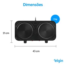 Fogão Cooktop Elétrico Elgin 2 Bocas Preto 127v Foto mini 4