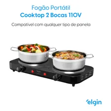 Fogão Cooktop Elétrico Elgin 2 Bocas Preto 127v Foto mini 3