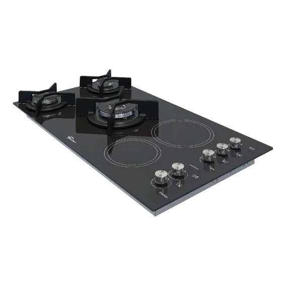 Fogão Cooktop Fischer 5 Bocas Top Elétrico/Gás De Mesa Vitrocerâmica Preto 220V Foto 1