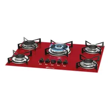 Fogão Cooktop Fischer 5 Bocas Tripla Chama Gás Vidro Rouge Cor Vermelho Rouge 110v/220v Foto  mini 1