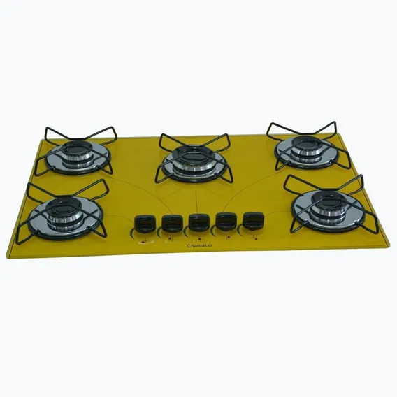 Fogão Cooktop Gás 5 Bocas Ultra Chama 127v/220v Amarelo Foto 1