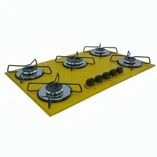 Fogão Cooktop Gás 5 Bocas Ultra Chama 127v/220v Amarelo Foto mini  2
