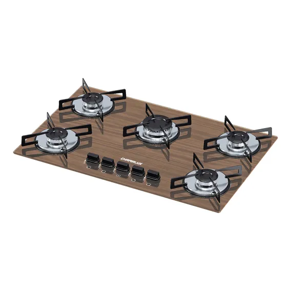 Fogão Cooktop Gás Chamalux 5 Bocas Amadeirado 110v/220v Foto 1