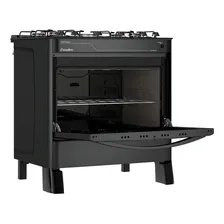 Fogão De Piso Esmaltec 5 Bocas Agata Glass Mesa De Vidro Co Cor Preto 110V/220V Foto mini  3