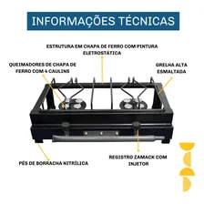 Fogão Industrial 2 Bocas Alta Pressão Lx Preto Mangueira Roa Foto mini 4