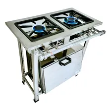 Fogao Industrial 2 Bocas Total Inox 30x30 Com Forno Itajobi Foto mini  2