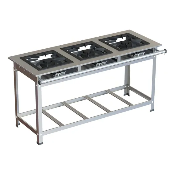 Fogão Industrial 3 Bocas 3 Qd Aço Inox Jl Baixa Pressão À Gás Foto 1