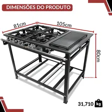 Fogao Industrial 4 Bocas Baixa Pressão + Chapa Ferro Fundido Foto mini 4