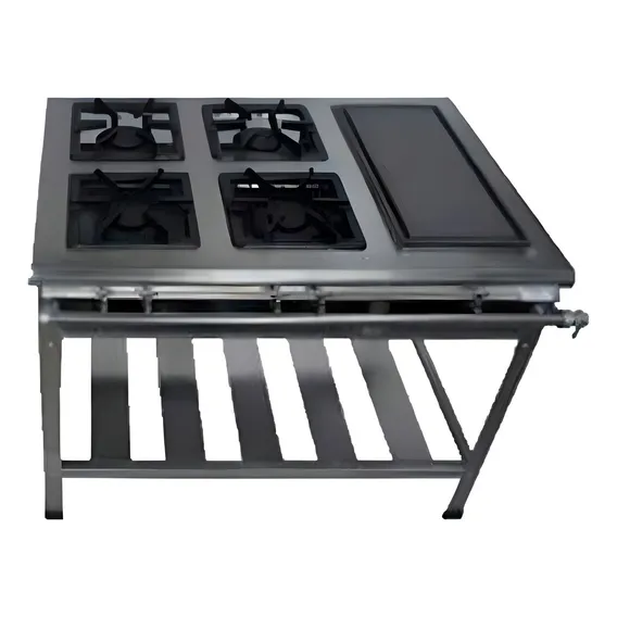 Fogão Industrial 4 Bocas Extra Inox 40x40 Chapa Alta Ou Baix Foto 1