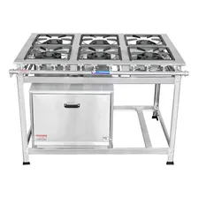 Fogão Industrial 6 Bocas Em Inox + Forno Baixa Pressão 30x30 Foto  mini 1